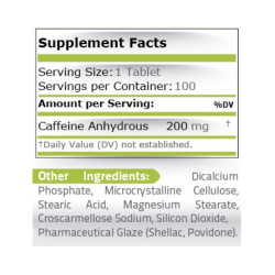 Caffeine (Кофеин) 200 мг 100 таблетки | Pure Nutrition