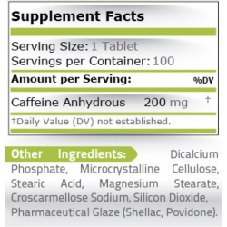 Caffeine (Кофеин) 200 мг 100 таблетки | Pure Nutrition